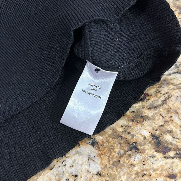 Karlie Viscose Black V-neck Dolman Sleeve Ribbed Knit Pullover Sweater Size S - Picture 6 of 9